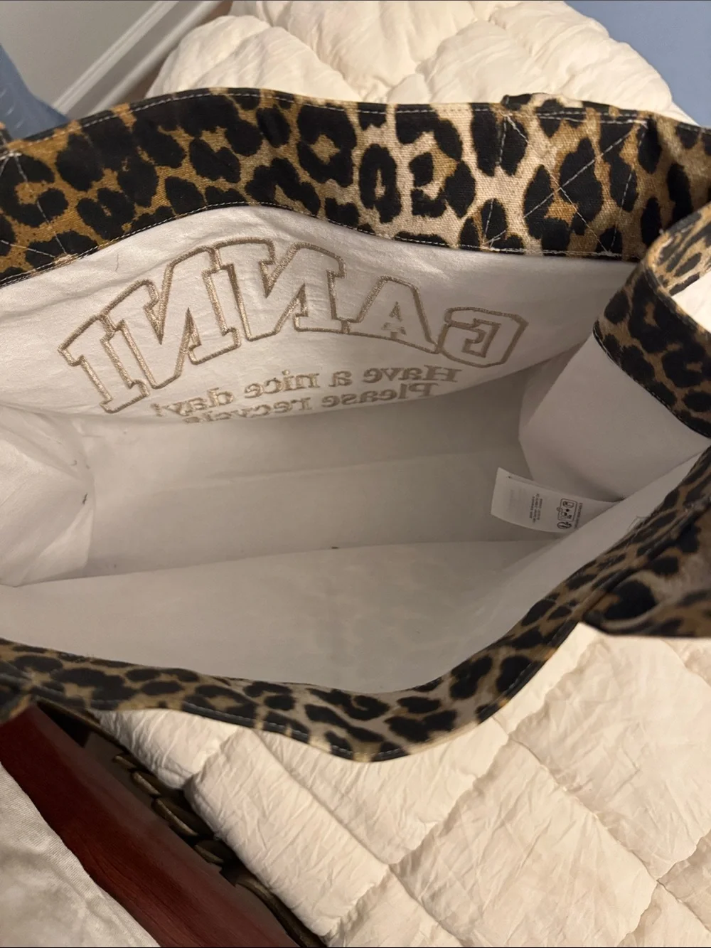 Ganni Leopard-Print Tote in Brown and Black